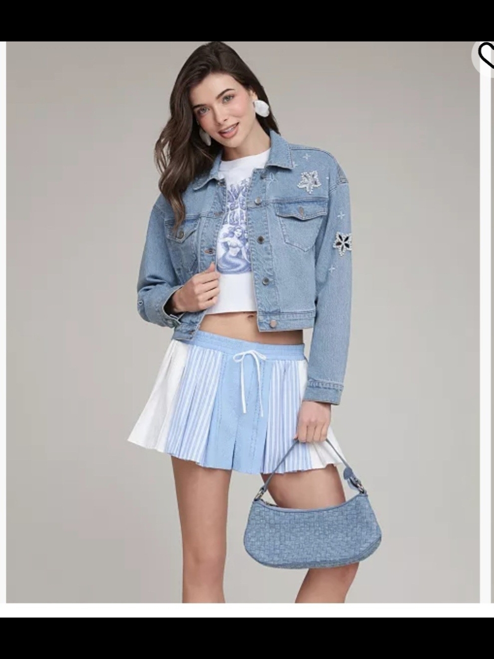 Avec Les Filles Embroidered Detail Collered Denim Jacket XS $138 - Picture 4 of 7